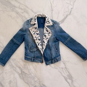 Guess Crochet Trim Denim Jacket
